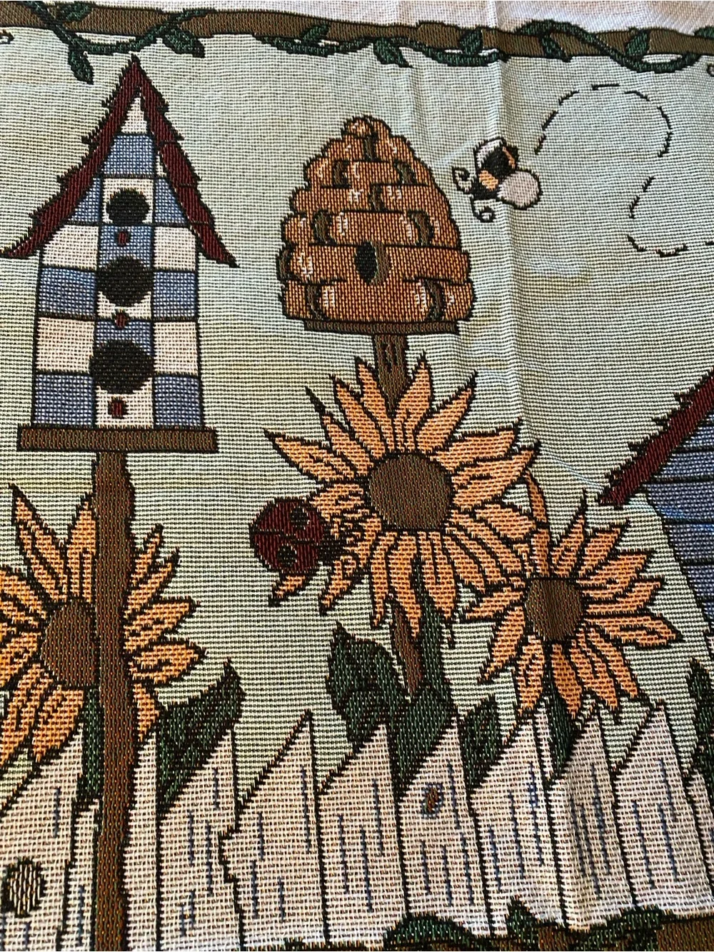 Vintage 1990s American Weavers Tapestry Throw Blanket 4 Seasons Country Decor